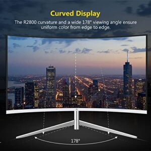 Z-Edge 24-inch Curved Gaming Monitor, Full HD 1080P 1920x1080 LED Backlight Monitor, with 75Hz Refresh Rate and Eye-Care Technology, U24C 178° Wide View Angle, VGA+HDMI