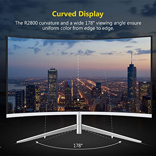 Z-Edge 24-inch Curved Gaming Monitor, Full HD 1080P 1920x1080 LED Backlight Monitor, with 75Hz Refresh Rate and Eye-Care Technology, U24C 178° Wide View Angle, VGA+HDMI