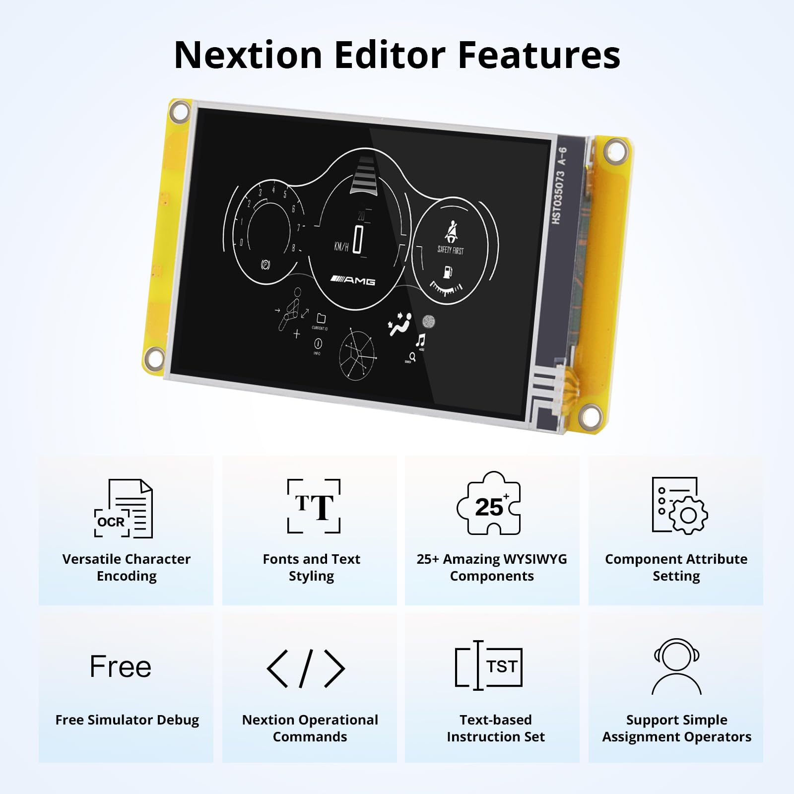 Nextion 3.5″ HMI Display Discovery Series NX4832F035 Resistive LCD-TFT Touch Screen 480×320, Nextion Display with Free Nextion Editor Software, Suitable for Medical Device, Racing Dashboard, etc.