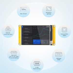 Nextion 3.5″ HMI Display Discovery Series NX4832F035 Resistive LCD-TFT Touch Screen 480×320, Nextion Display with Free Nextion Editor Software, Suitable for Medical Device, Racing Dashboard, etc.