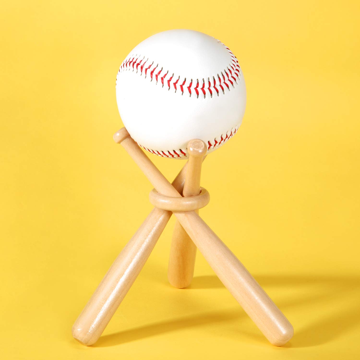 Honoson 1 Pack Baseball Stand Baseball Holders for Balls Display Baseball Bat Wooden Display Stand Holder Display Baseball Centerpieces for Tables for Kids and Sports Lover (Wood Color)