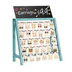 poyilooo earring display stands for selling, real wood jewelry display for selling vendors with adversitsing board, large capacity earring cards for selling rack holder for earring cards