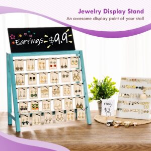 Poyilooo Earring Display Stands for Selling, Real Wood Jewelry Display for Selling Vendors with Adversitsing Board, Large Capacity Earring Cards for Selling Rack Holder for Earring Cards