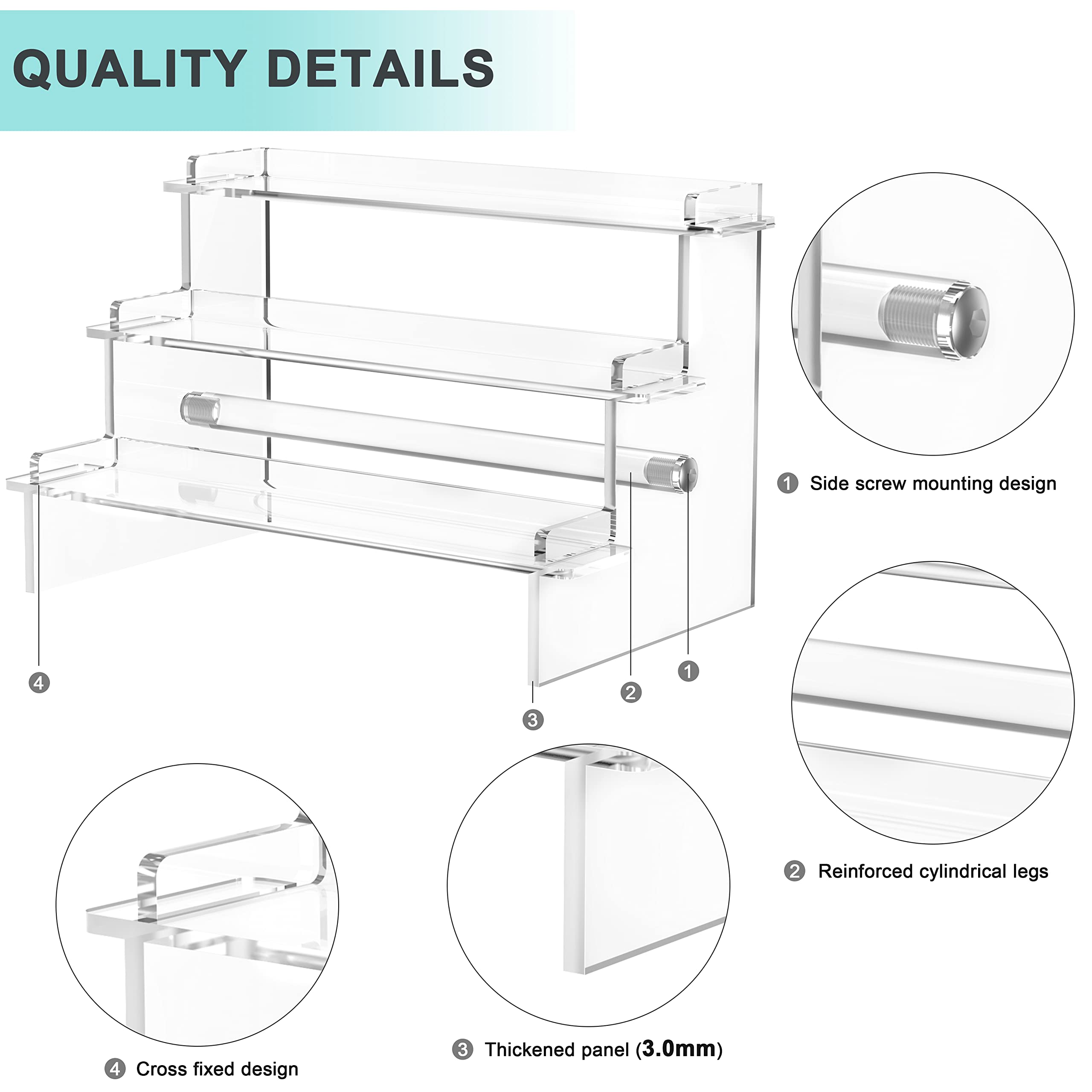 Meteou Acrylic Display Risers, 9.5'' Perfume Organizer Clear Riser Compatible with Funko POPs, Nendoroids, Action Figures, Cupcake Stand Lotion Holder Skincare Organizer Tiered Display Table Stand