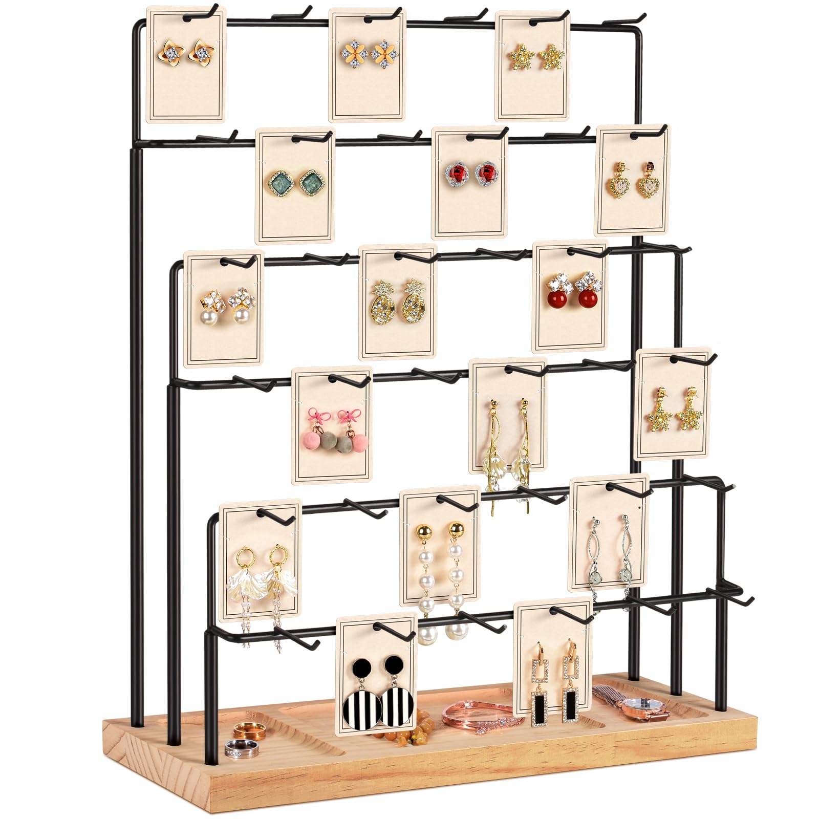 GEAMSAM Earring Display Stands for Selling, 36 Hooks Earring Holder Organizer, Jewelry Display for Vendors Earring Cards, Bracelets, Rings, Necklaces, Keychains Retail