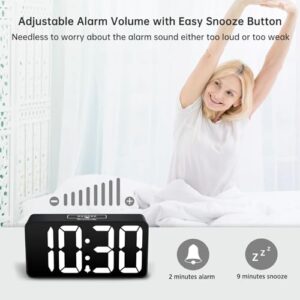 DreamSky Small Digital Alarm Clock for Bederoom, Large Big Numbers Display with Brightness Dimmer, Electric Bedside Desk Clock with USB Charging Port, Adjustable Alarm Volume, 12/24Hr, Snooze