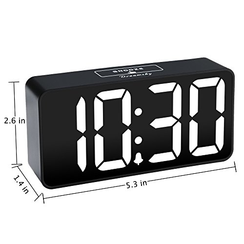 DreamSky Small Digital Alarm Clock for Bederoom, Large Big Numbers Display with Brightness Dimmer, Electric Bedside Desk Clock with USB Charging Port, Adjustable Alarm Volume, 12/24Hr, Snooze