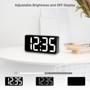 DreamSky Small Digital Alarm Clock for Bederoom, Large Big Numbers Display with Brightness Dimmer, Electric Bedside Desk Clock with USB Charging Port, Adjustable Alarm Volume, 12/24Hr, Snooze