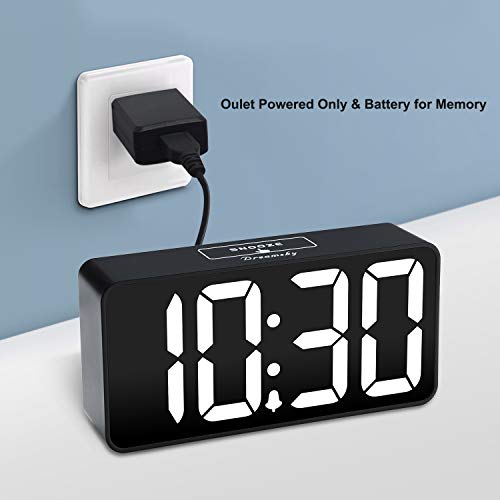 DreamSky Small Digital Alarm Clock for Bederoom, Large Big Numbers Display with Brightness Dimmer, Electric Bedside Desk Clock with USB Charging Port, Adjustable Alarm Volume, 12/24Hr, Snooze