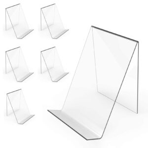 boloyo acrylic book stand without ledge ,6 inch 6pc clear acrylic display easel transparent display stand holder tablet holder for displaying pictures,books,artworks, cds