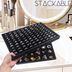 Julysky 2 PCS Stackable Ring Tray for Drawer,Jewelry Holder Organizer,Ring Display Stand for Selling