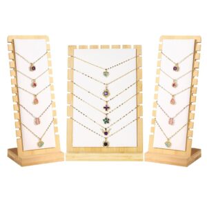 loarniea necklace display stands for selling necklace holder necklace display storage jewelry display storage set 3pcs (beige)