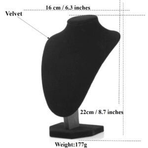 Comelyjewel 2pcs/pack 21cm Black Velvet Necklace Small Holder Stand Display Stands Mannequin Bust Jewelry Organizer Displays For Shop Event Shows