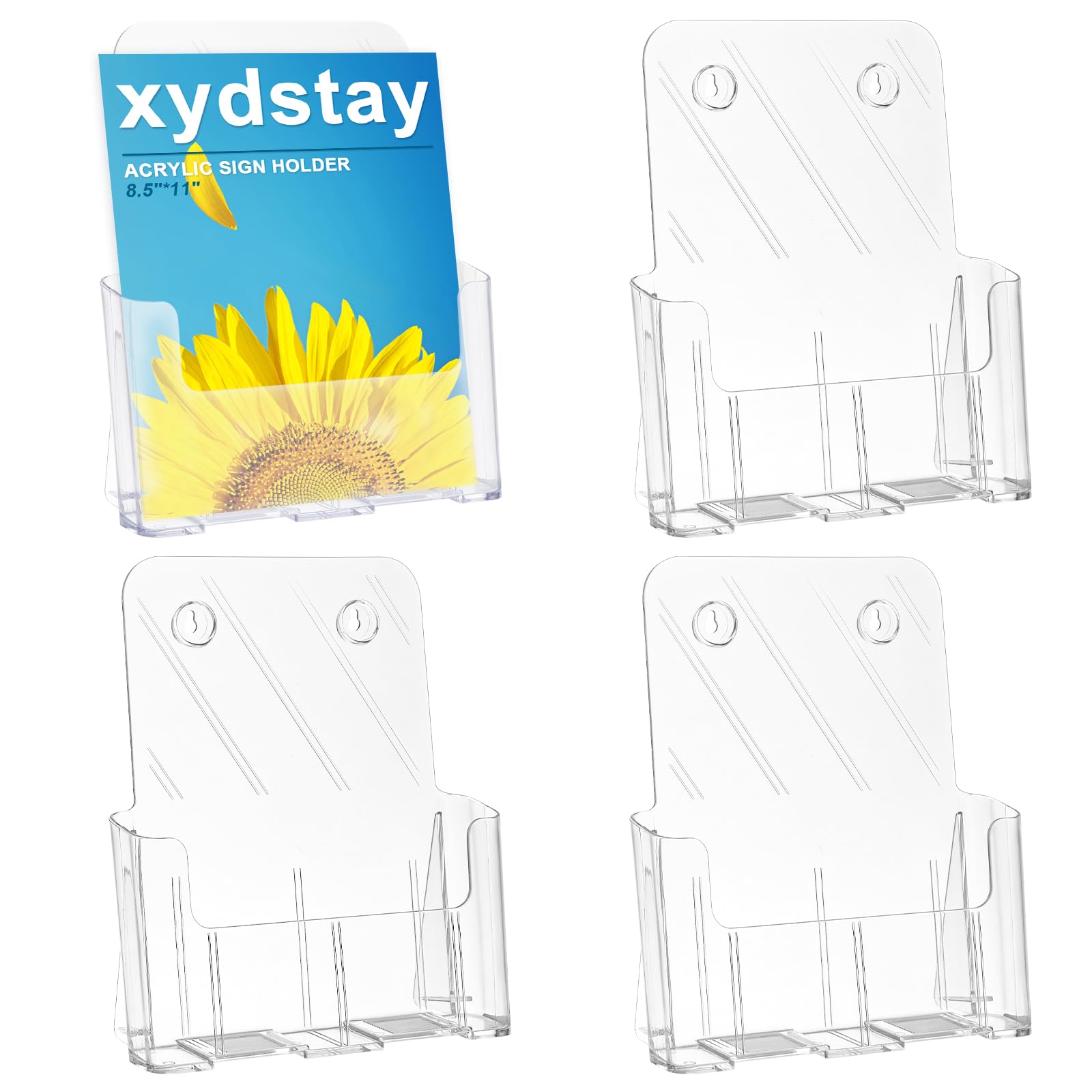 xydstay Acrylic Brochure Holder 8.5x11 Inches Slant Back Design, Clear Display Stand, Plastic Table Stand Sign Holder,Pamphlet Holder Flyer Holder, Acrylic Display Stand, Acrylic Table Signs Plastic