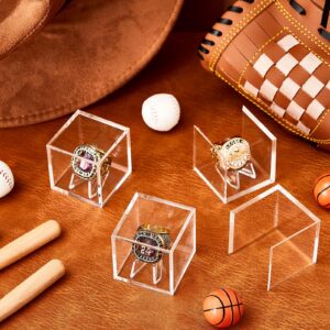 2 Sets Championship Ring Display Case Clear Acrylic Display Case Mini Acrylic Easel Stands Challenge Coin Holder Acrylic Stands for Display Box and Stand Holder UV Ring Holder (1.77x1.77x1.77 Inch)