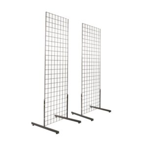 2' x 6' gridwall panel tower with t-base floorstanding display kit, 2-pack black