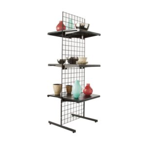 2' x 6' Gridwall Panel Tower with T-Base Floorstanding Display Kit, 2-Pack Black