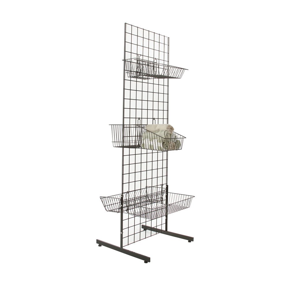 2' x 6' Gridwall Panel Tower with T-Base Floorstanding Display Kit, 2-Pack Black