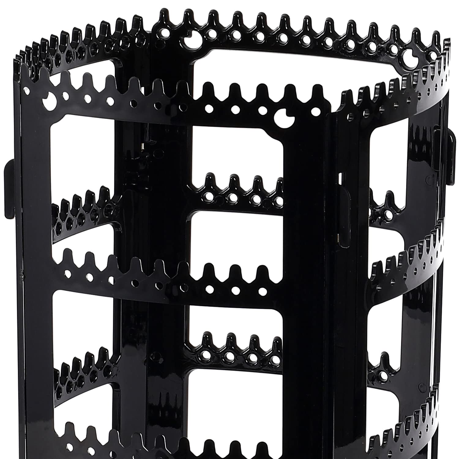 Sooyee 360 Rotating Earring Holder and Jewelry Organizer, 4 Tiers Jewelry Rack Display Classic Stand, 156 Holes and 160 Grooves for Necklaces Earrings Piercings, Black