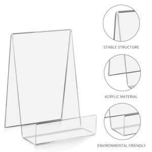 ZOEY Acrylic Book Easel Stand with Ledge Clear Easels Plate - 5 Pack for Books Display, Music Sheets, Artworks, CD, Tablet Holder (Small)