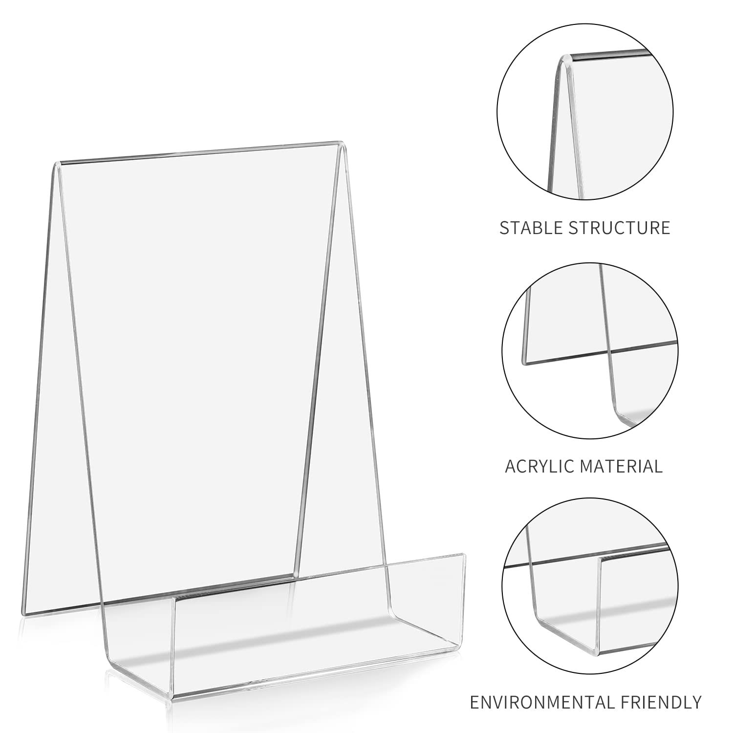 ZOEY Acrylic Book Easel Stand with Ledge Clear Easels Plate - 5 Pack for Books Display, Music Sheets, Artworks, CD, Tablet Holder (Small)