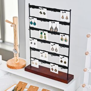 Lolalet Earring Display Stand for Selling, 6 Tier Earrings Display Rack with 24 Adjustable Hooks, Jewelry Display Stand for Vendors Earrings, Keychain Cards Retail Display -Black