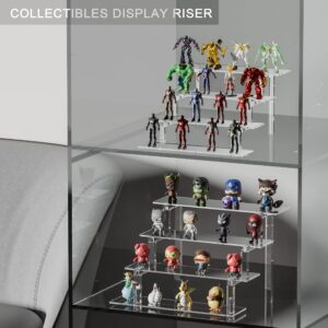 Acrylic Risers Display Stands, Clear Perfume Organizer, 4 Tier Diaplay Riser Shelf Compatible with Funko POPs Amiibo Nendoroids, Lotion Holder Cupcake Stand Shot Glass Display Tiered Table Shelf Stand