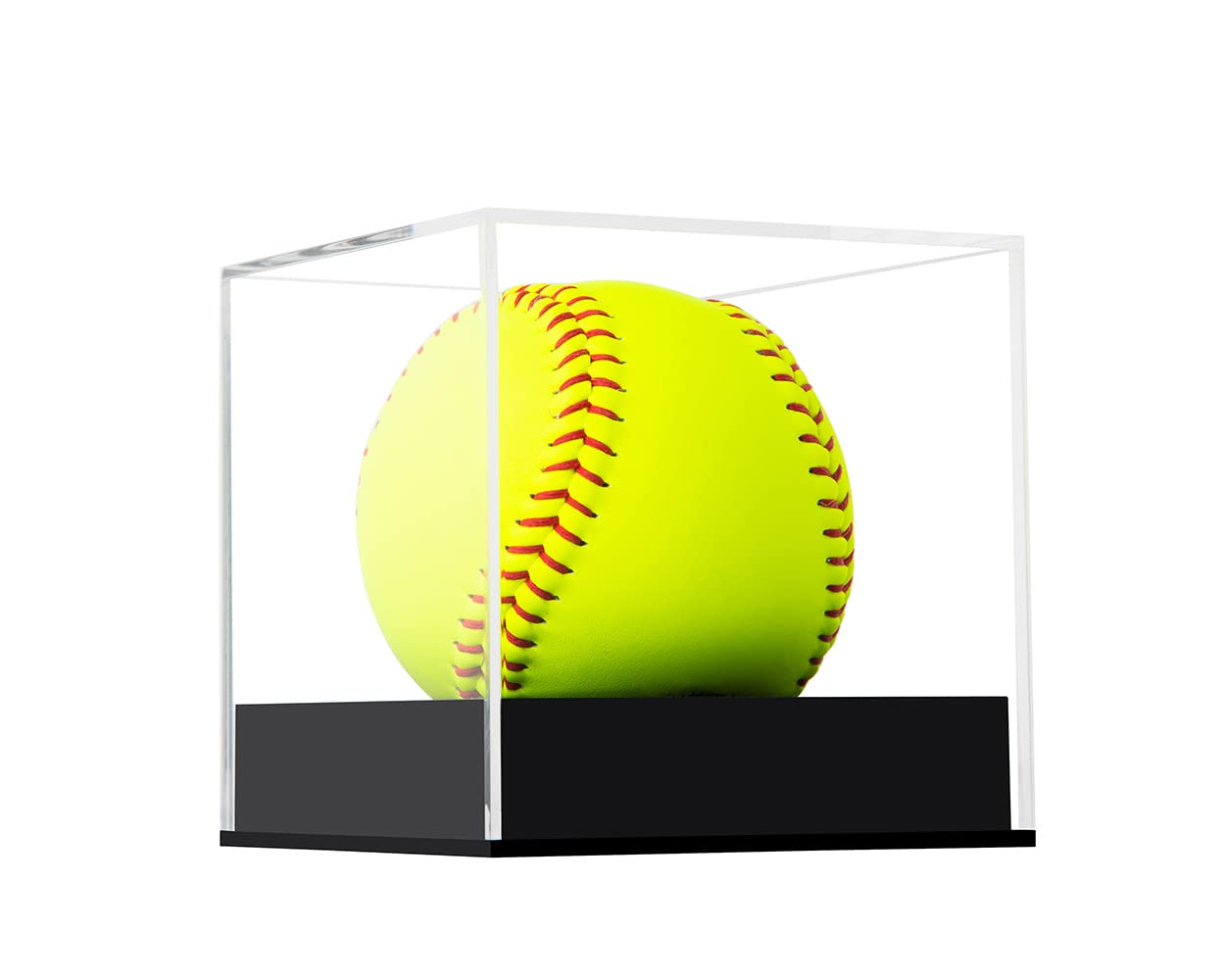 Arcylic Softball Display Case Softball Holder Stand Championship Square Box UV Protected Clear Display Cube for Official 12 Inches Softball Sports Ball Storage Collections