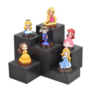 MOOCA Wooden 6 Pcs Square Risers for Display Jewelry and Accessories Display Stand Wooden Display Risers, Wood Jewelry Risers Wood Figurine Display Risers, Black Color