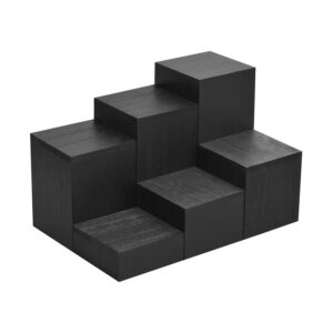 MOOCA Wooden 6 Pcs Square Risers for Display Jewelry and Accessories Display Stand Wooden Display Risers, Wood Jewelry Risers Wood Figurine Display Risers, Black Color