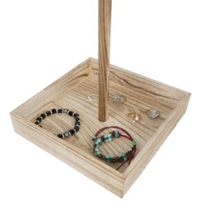 UCUDI Wooden Rotating Necklace Holder Jewelry Organizer Display Stand for Selling, Jewelry Display Tower for Necklace & Bracelet for Shows wit with 28 Hooks