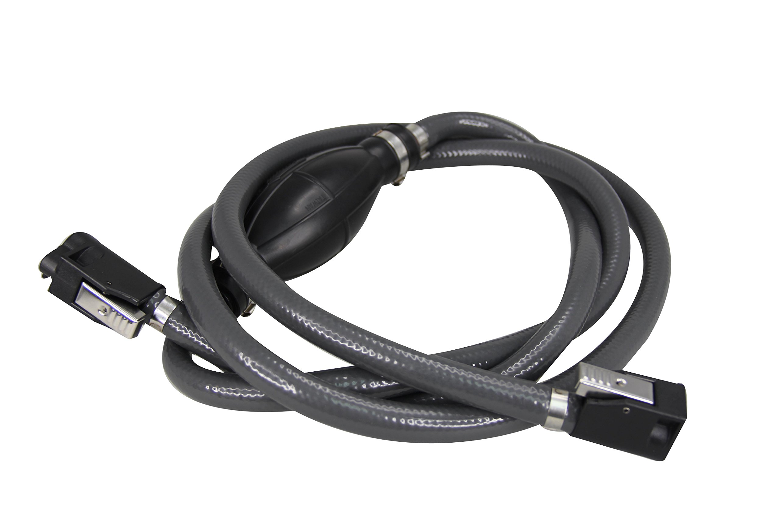 Pactrade Marine Grey Durable Fuel Line Assembly Hose Barbs Rubber Primer Bulb Lengthy 7 ft feet Resistant Material Cover Fuel Flow (3/8" Hose, Mercury Connectors)