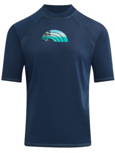 kanu surf men's standard mercury upf 50+ short sleeve sun protective rashguard swim shirt, bora bora navy