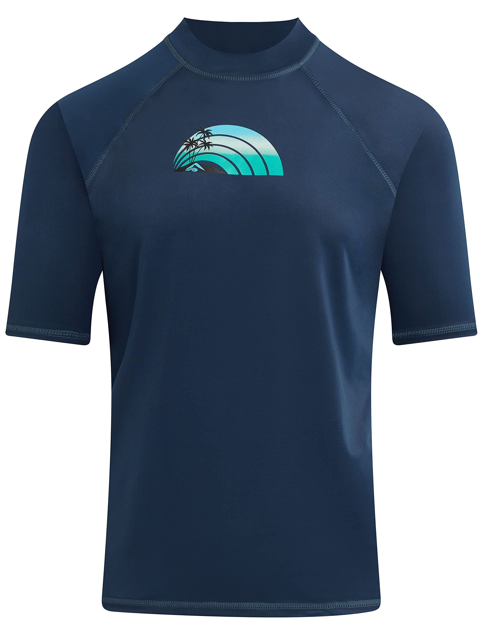 Kanu Surf Men's Standard Mercury UPF 50+ Short Sleeve Sun Protective Rashguard Swim Shirt, Bora Bora Navy