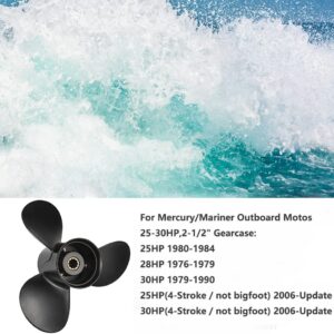 Qiclear 9.9 x 13 Pitch 48-896900A40 10 Spline Tooth Upgrade OEM Aluminum Boat Outboard Moto Propeller for Mercury Engines 25-30HP/ Tohatsu Nissan 3R0B645270 9 7/8x13 2-1/2" Gearcase,Rh