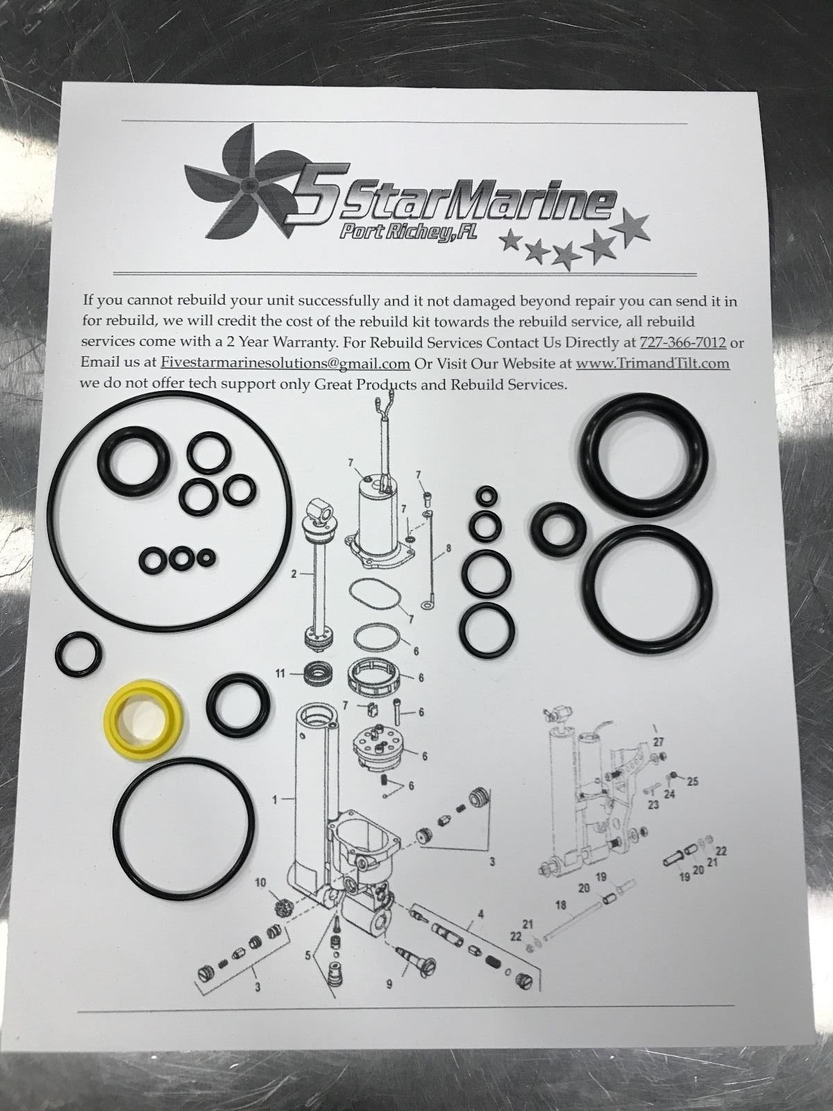 Five Star Marine Rebuild KIT Mercury Force 25-60 Hp Tilt Trim 827668 A25-827668A FSM006