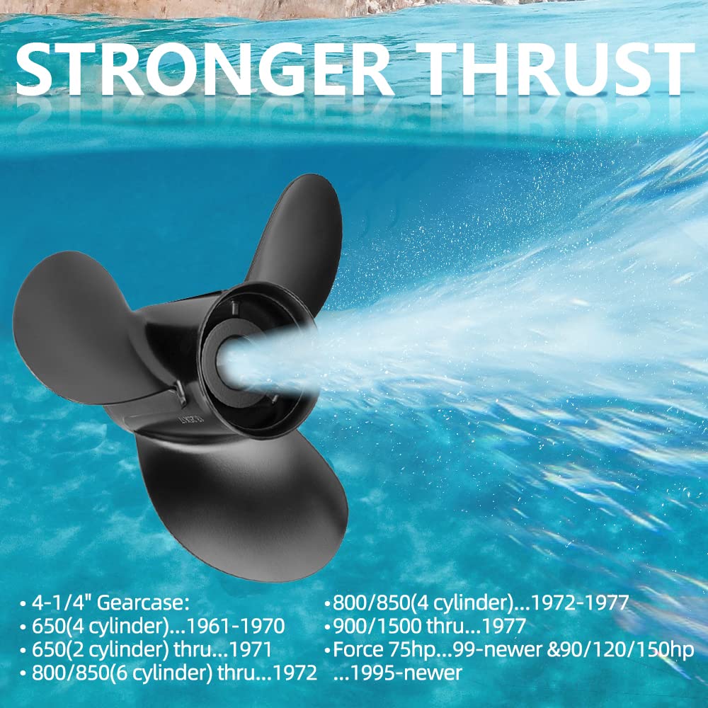 Qiclear 13 1/4x17 Upgrade OEM 48-77344A45 Aluminum Outboard Boat Propeller fit Mercury Motos 60 75 90 100 115 125 HP,15 Spline Tooth,Rh,13.25x17p