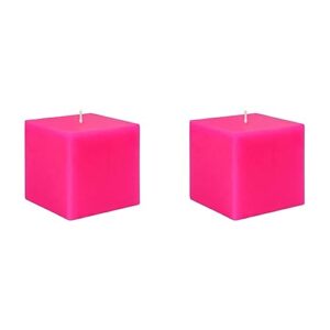 Zest Candle Pillar Candle, 3 by 3-Inch, Hot Pink Square (Pack of 2)