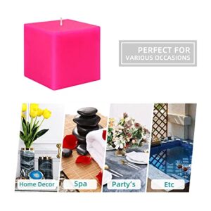 Zest Candle Pillar Candle, 3 by 3-Inch, Hot Pink Square (Pack of 2)