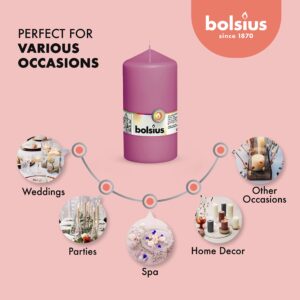 BOLSIUS 4 Pink Pillar Candles - 3x6 Inches - Individually Wrapped - Premium European Quality - 65+ Burn Hours - Dripless & Smokeless Smooth Flame - Unscented Dinner, Wedding, Party, & Décor Candles