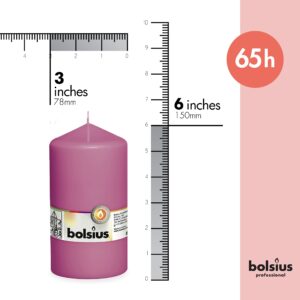 BOLSIUS 4 Pink Pillar Candles - 3x6 Inches - Individually Wrapped - Premium European Quality - 65+ Burn Hours - Dripless & Smokeless Smooth Flame - Unscented Dinner, Wedding, Party, & Décor Candles