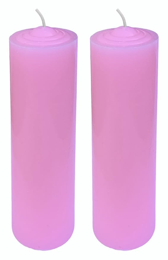 2"x6" Pillar Candles Set of 2 UnscentedSeveral Colors (Pink)