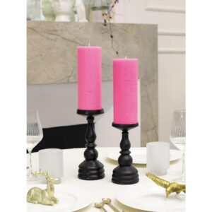 CANDWAX 3x8 Pillar Candle Set of 2 - Decorative Rustic Candles Unscented and No Drip Candles - Ideal as Wedding Candles or Large Candles for Home Interior - Hot Pink Candles