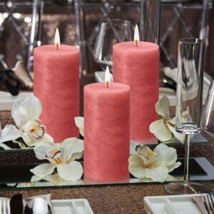 BOLSIUS 4 Pack Blossom Pink Rustic Pillar Candles - 2.75 X 5 Inches - Premium European Quality - includes Natural Plant-Based Wax - Unscented Dripless Smokeless 60 Hour Party Décor Candles