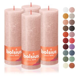 bolsius 4 pack misty pink rustic pillar candles - 2.75 x 7.5 inches - premium european quality - includes natural plant-based wax - unscented dripless smokeless 85 hour party and wedding candles