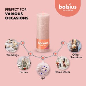 BOLSIUS 4 Pack Misty Pink Rustic Pillar Candles - 2.75 X 7.5 Inches - Premium European Quality - includes Natural Plant-Based Wax - Unscented Dripless Smokeless 85 Hour Party and Wedding Candles