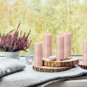 BOLSIUS 4 Pack Misty Pink Rustic Pillar Candles - 2.75 X 7.5 Inches - Premium European Quality - includes Natural Plant-Based Wax - Unscented Dripless Smokeless 85 Hour Party and Wedding Candles