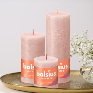 BOLSIUS 4 Pack Misty Pink Rustic Pillar Candles - 2.75 X 7.5 Inches - Premium European Quality - includes Natural Plant-Based Wax - Unscented Dripless Smokeless 85 Hour Party and Wedding Candles