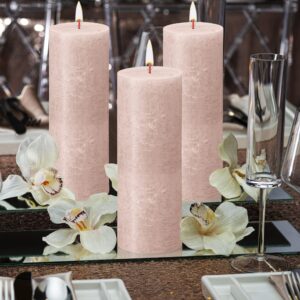 BOLSIUS 4 Pack Misty Pink Rustic Pillar Candles - 2.75 X 7.5 Inches - Premium European Quality - includes Natural Plant-Based Wax - Unscented Dripless Smokeless 85 Hour Party and Wedding Candles