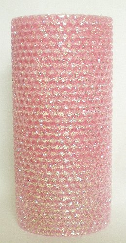 80 Hour-6 Inch Natural Beeswax Hybrid Pillar Glitter Candle, Pink Blossom Color